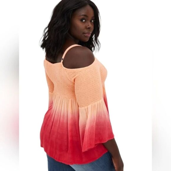 Torrid Rayon Smocked Bright Ombre Blouse Top Size 1X - Picture 4 of 11